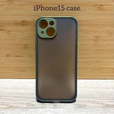iPhone15用ケース マットクリア ブラック×カーキ