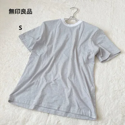 無印良品 ボーダー Tシャツ S ホワイト チャコール 半袖 良品計画 コットン