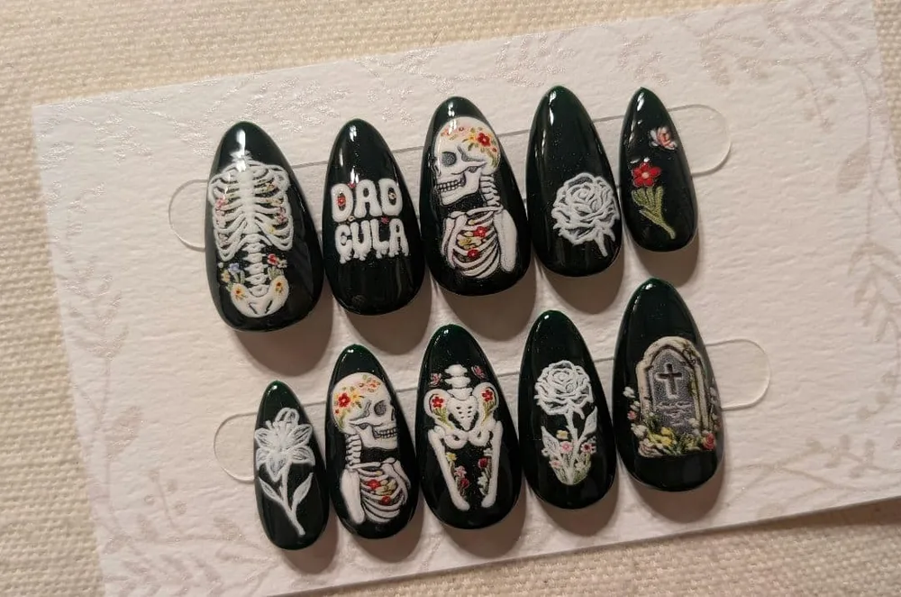 ネイルチップ ブラック スカル ゴシック アート 10本セット