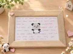 シーグラスアート パンダ メッセージ インテリア 雑貨