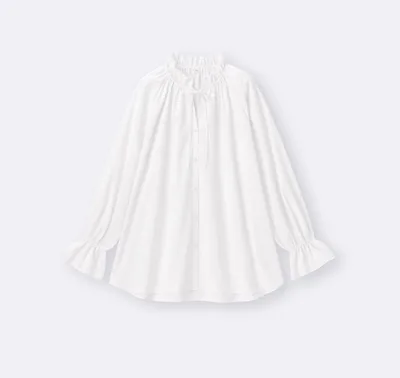 フリルネックチュニック ブラウス