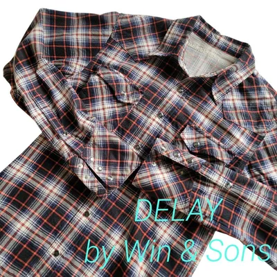 DELAY by Win & Sons チェック柄 ウエスタンシャツ 長袖