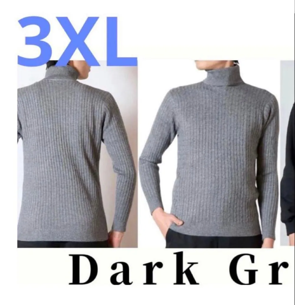 PACARON メンズ セーター トップス ニット タートル ネック 無地3XL