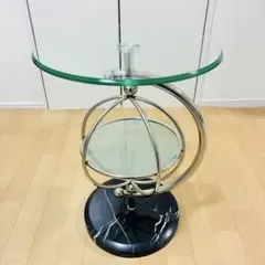 ヴィンテージ ガラス サイドテーブル クローム 天然石 ミッドセンチュリー