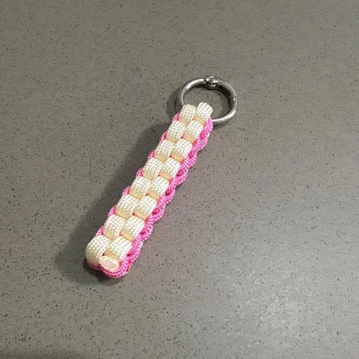 パラコード キーホルダー ティーホルダー ピンク×イエロー