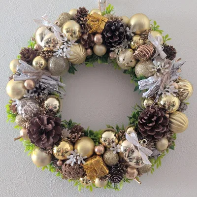 クリスマスリース オーナメントリース 玄関リース ハンドメイド 造花