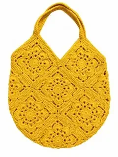 ハンドメイド グラニースクエア トートバッグ かぎ針編み