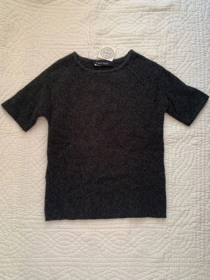 新品 MACPHEE マカフィー 半袖ニット グレー カシミヤ97% サイズ38