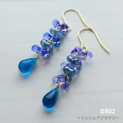 D802 ファルファーレ&ドロップ チェコビーズピアス