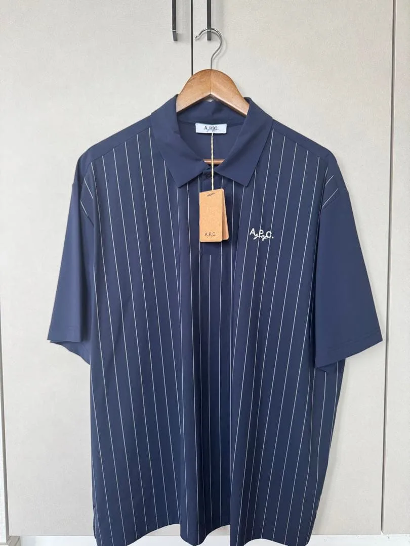 Sale(未使用) A.P.C. ゴルフ ポロシャツ ストライプ ネイビー XL