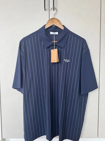 Sale(未使用) A.P.C. ゴルフ ポロシャツ ストライプ ネイビー XL