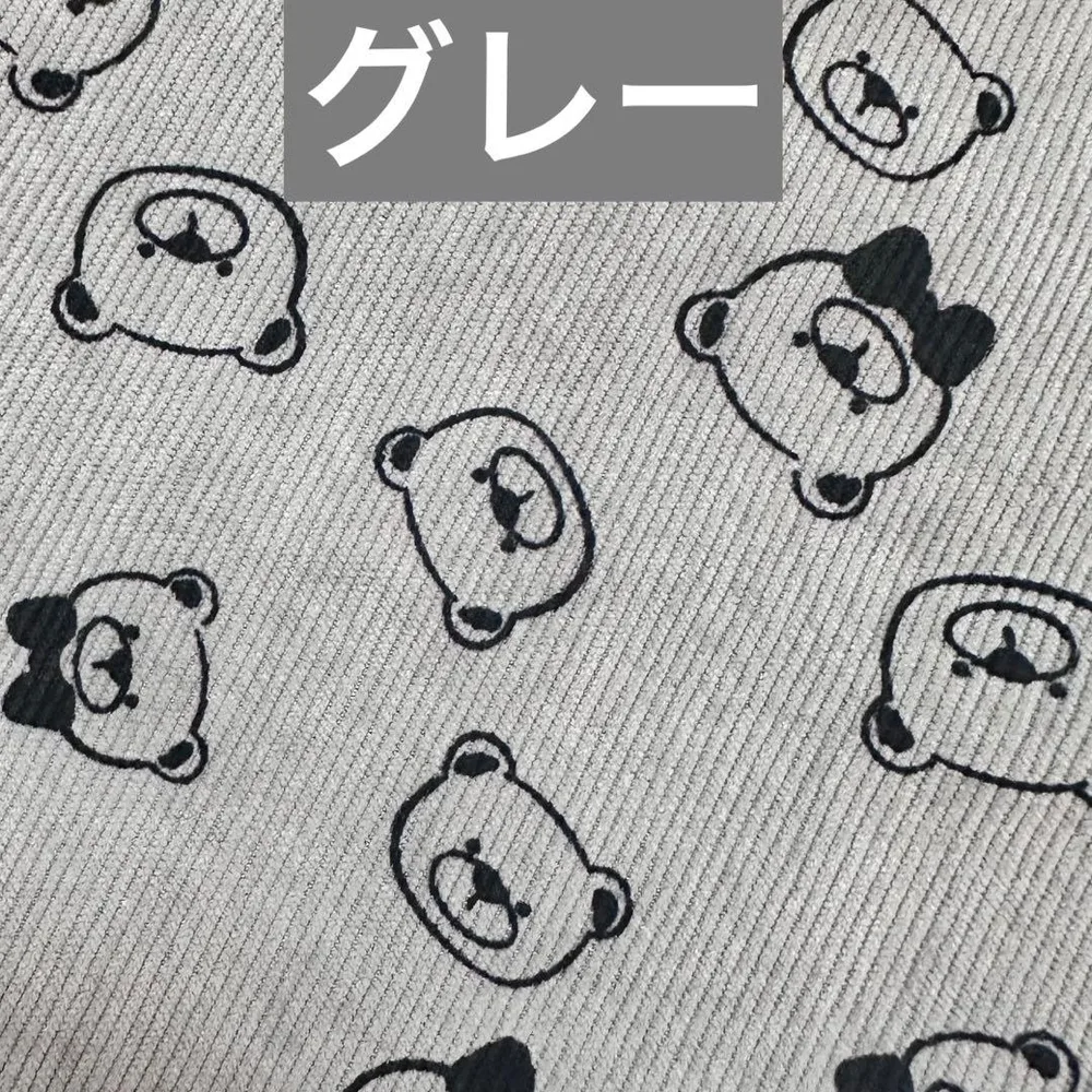 くま柄コーデュロイ生地 グレー 生地幅×50cm
