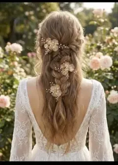 ウェディング ヘッドドレス フラワー パール ヘアークリップ3個セット