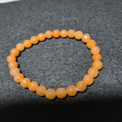 ハンドメイド 天然石 アベンチュリンオレンジブレスレット 多面カット