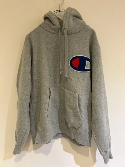 Champion ビッグロゴ パーカー グレー
