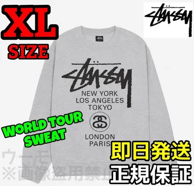 STUSSY トレーナー ワールドツアー スウェット グレー XL
