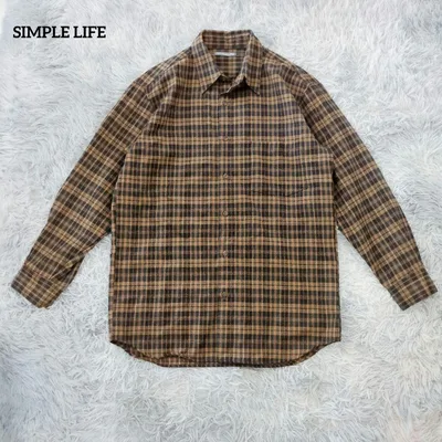SIMPLE LIFE シンプルライフ レナウン ウール混 チェックシャツ M