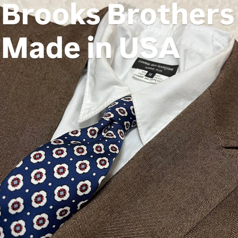 現行Brooks Brothers ネイビー 小紋柄 モチーフ柄シルクネクタイ