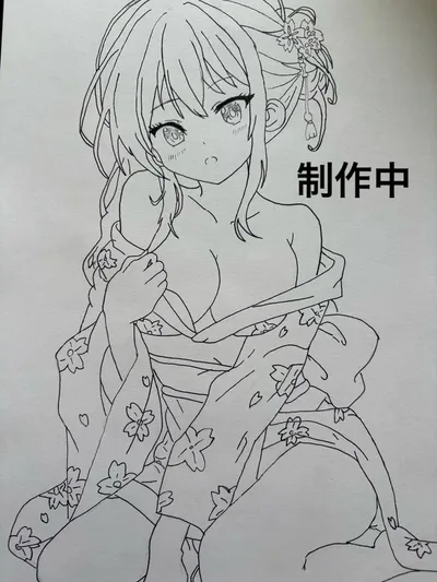 手描き イラスト 原画 オリジナル アナログ 女の子 萌え絵