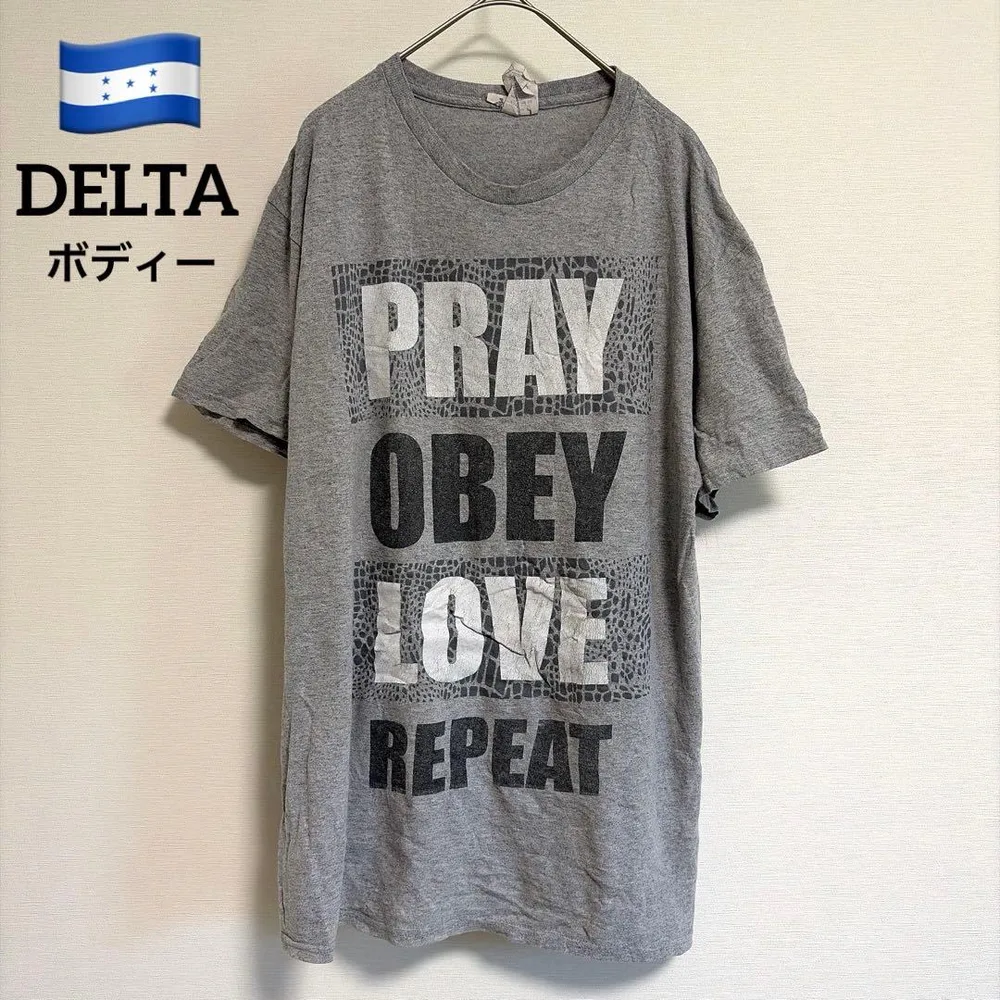 【DELTAボディ】プリントTシャツ グレー M 古着 ストリート ユニセックス