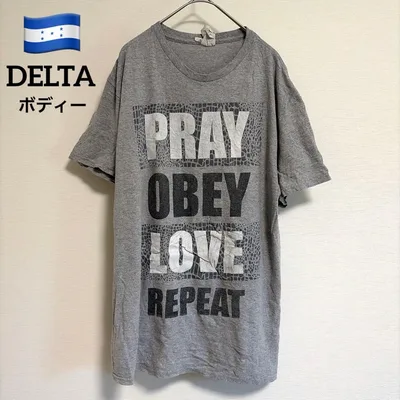 【DELTAボディ】プリントTシャツ グレー M 古着 ストリート ユニセックス