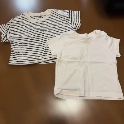 ベビー Tシャツ 2枚セット ボーダー 無地
