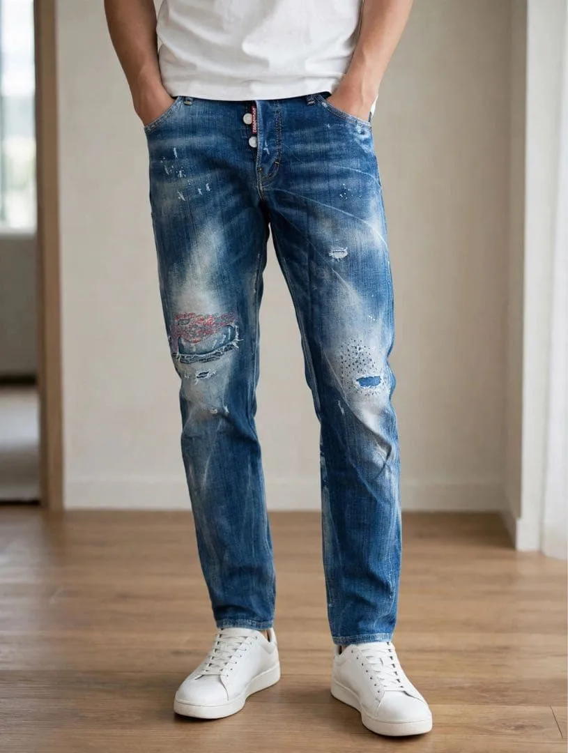 กางเกงยีนส์ DSQUARED2 Skater Damaged & Repaired 44 ผลิตในอิตาลี