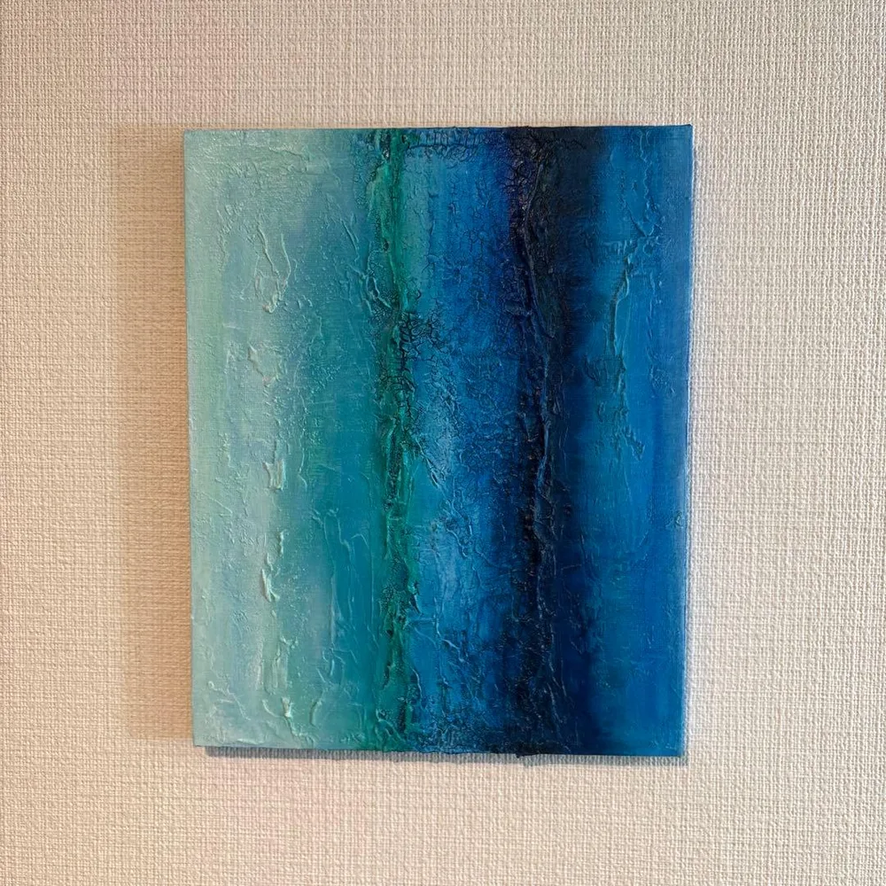 No.13 Texture Art จิตรกรรมนามธรรมภายในสมัยใหม่ Blue Hand Painted