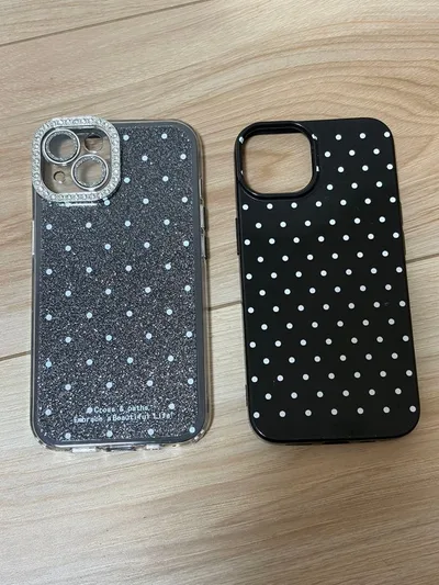 iPhone14ケース 2点セット ドット柄