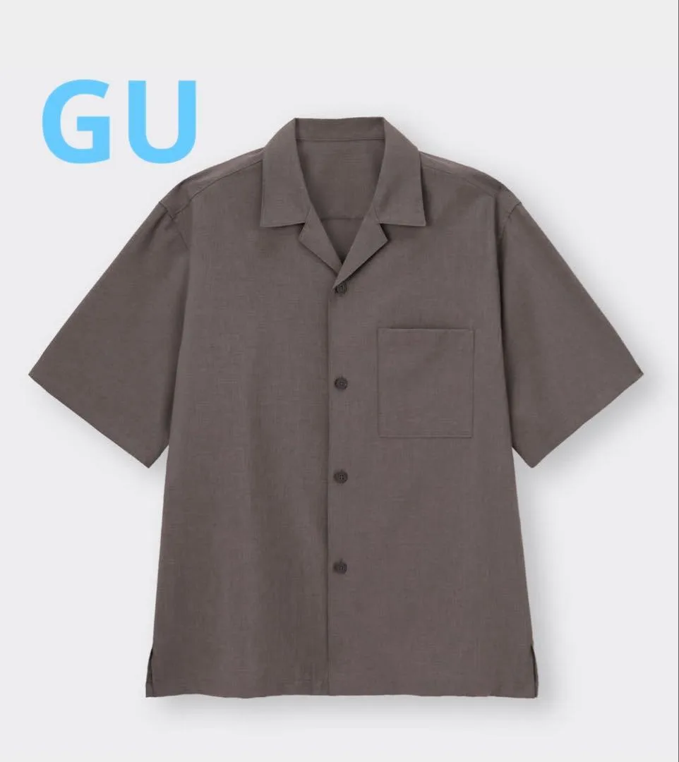 GU メンズ 半袖 オープンカラーシャツ