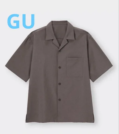 GU メンズ 半袖 オープンカラーシャツ