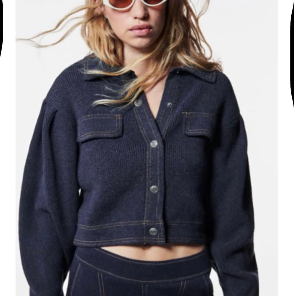 ZARA デニムテイスト ニットカーディガン