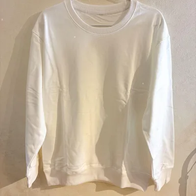 【現品限り】長袖スウェット 男女兼用 綿素材 XL シンプル 白 春/秋 薄手