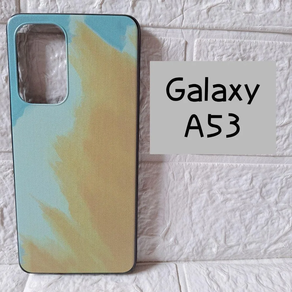 Galaxy A53 スマホケース マーブル柄 ブルー イエロー スマホカバー