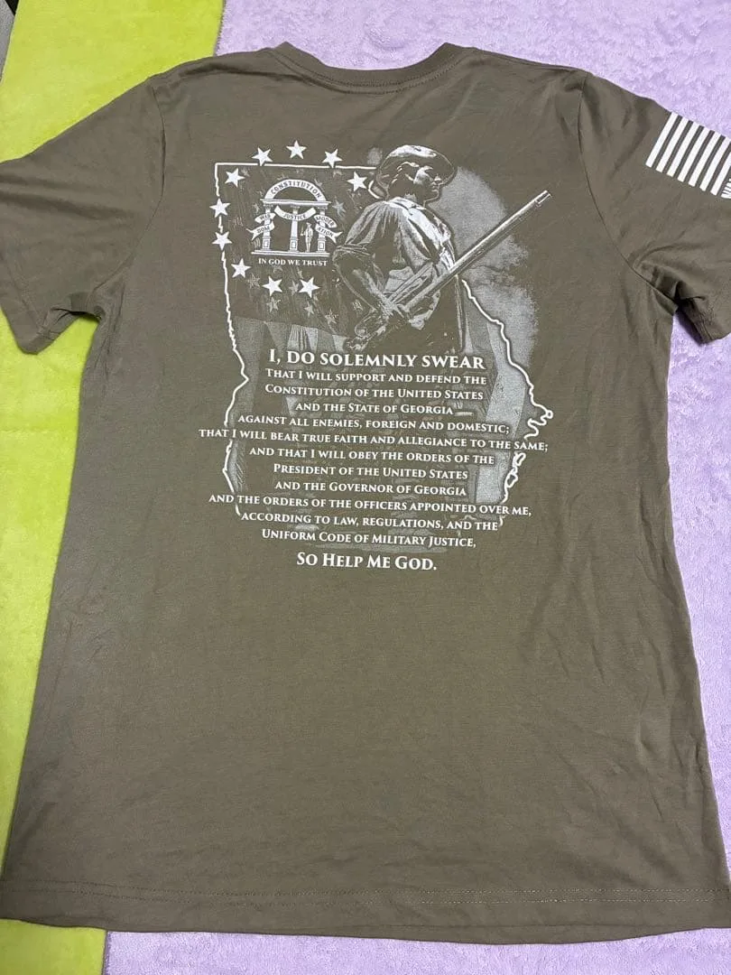 【US古着、Nine Line】米軍/ジョージア州兵/Tシャツ/バックプリント