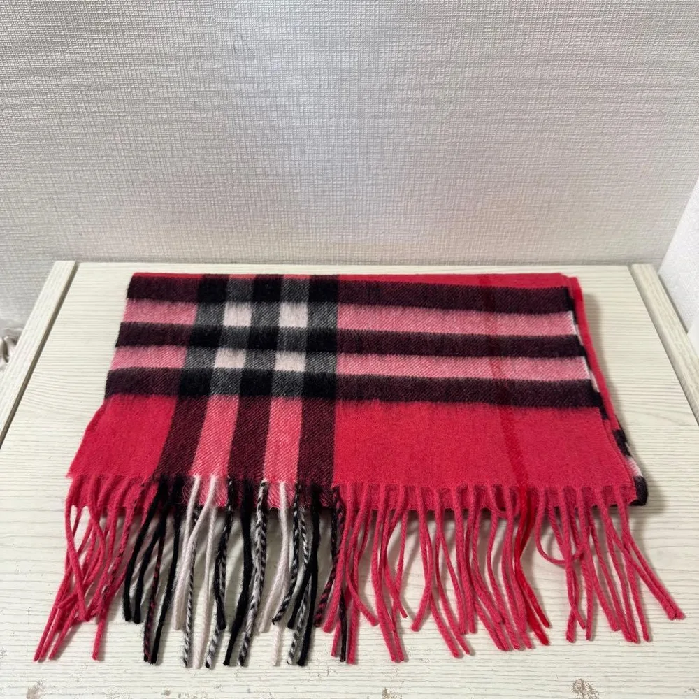 【新品同様】BURBERRY バーバリー マフラー カシミヤ ピンク チェック