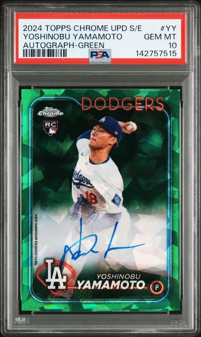 【PSA10】山本由伸 RC 直筆サイン Green /99 Topps