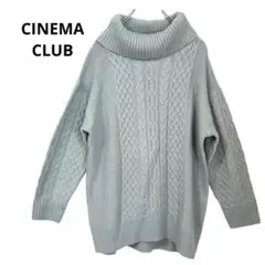 CINEMA CLUB タートルネック ケーブルニット 長袖 ライトブルー