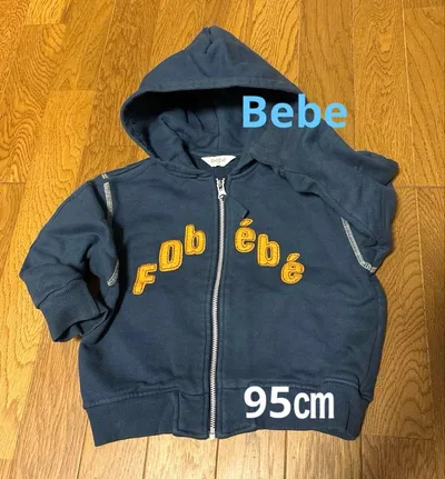 【Bebe】べべ ロゴスウェットパーカー ブルー 95㎝