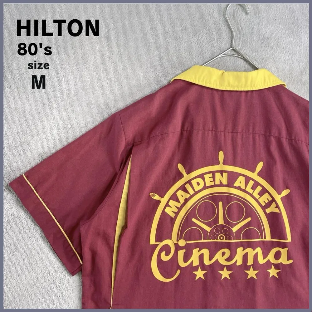 80s HILTON ヒルトン ボーリングシャツ M ボルドー ヴィンテージ