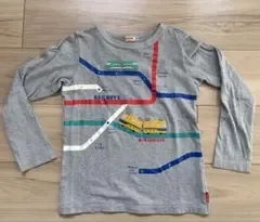 MIKI HOUSE 長袖カットソー 鉄道デザイン グレー 130cm