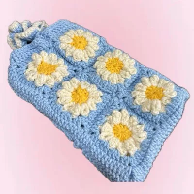 ハンドメイド 韓国 ティッシュケース カバー 花柄 ブルー ティッシュカバー水色