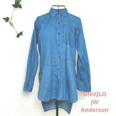 UNIQLO JW Anderson 刺繍ロゴ デニムシャツ 前後差ヘム