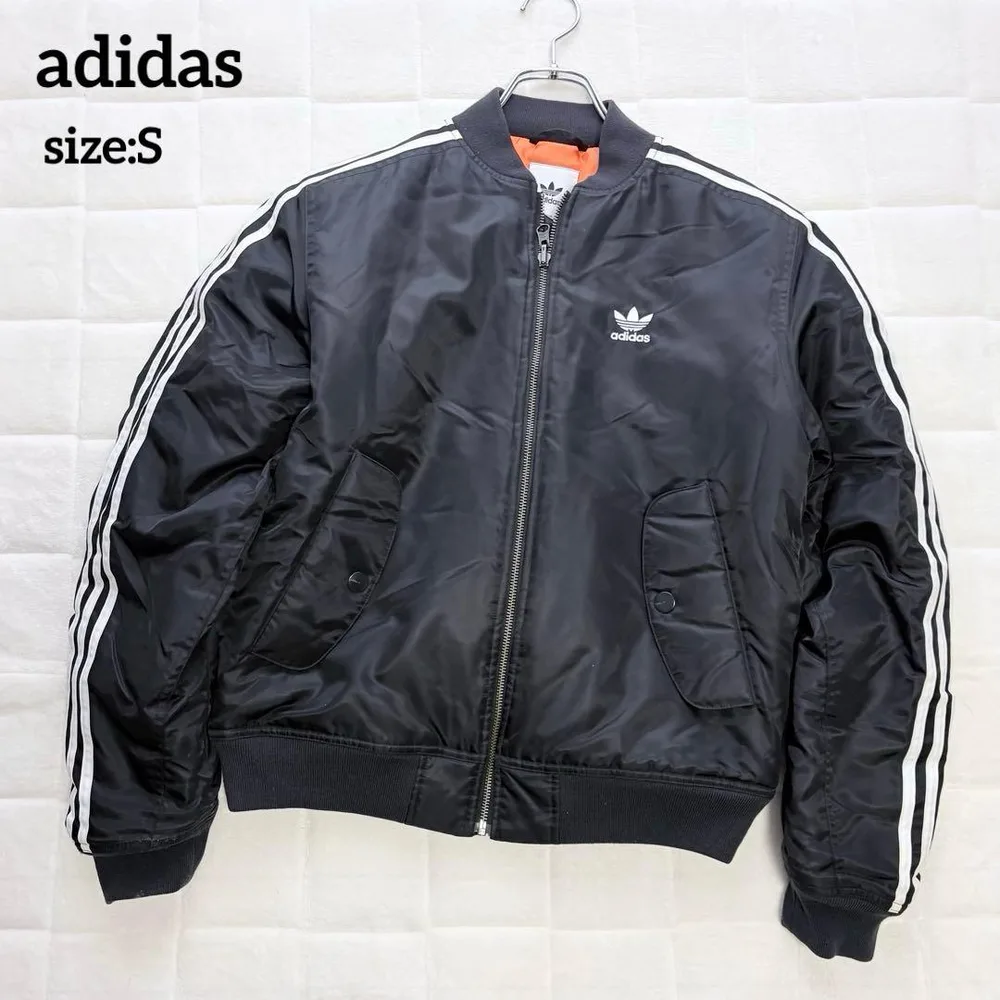 adidas スリーストライプス MA-1 ボンバージャケット ブラック S