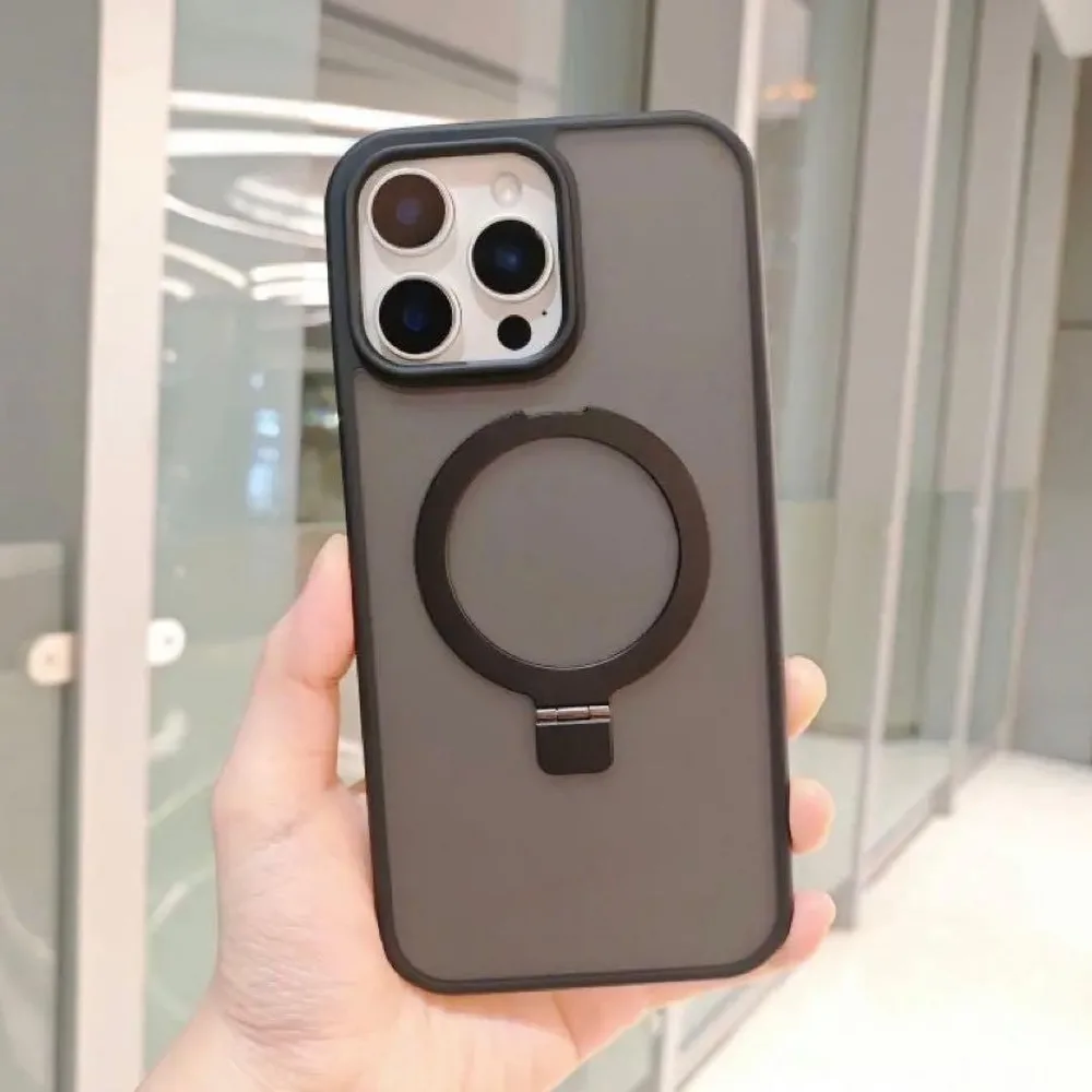 iPhone 17 ケース リング付 MagSafe耐衝撃 マット スタンド機能