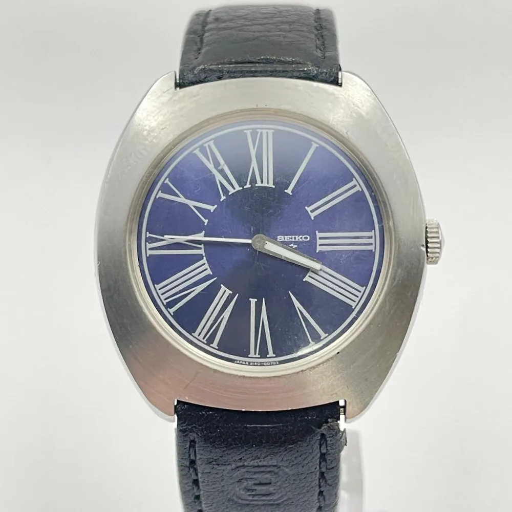 【稼働品】SEIKO ヴィンテージ 2140-0020 手巻き ローマン ブルー
