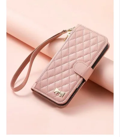 キルティング手帳型スマホケース ピンク⭐️リボンストラップ付iPhone17Air