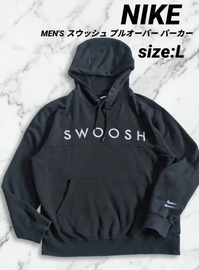 NIKE メンズ スウッシュ プルオーバー パーカー ブラック L