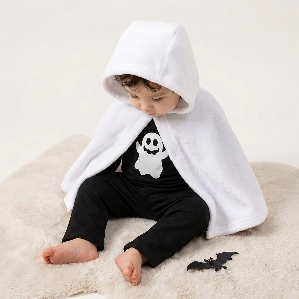 ハロウィン ベビー コスプレ おばけ 3点セット フード付きポンチョ 025