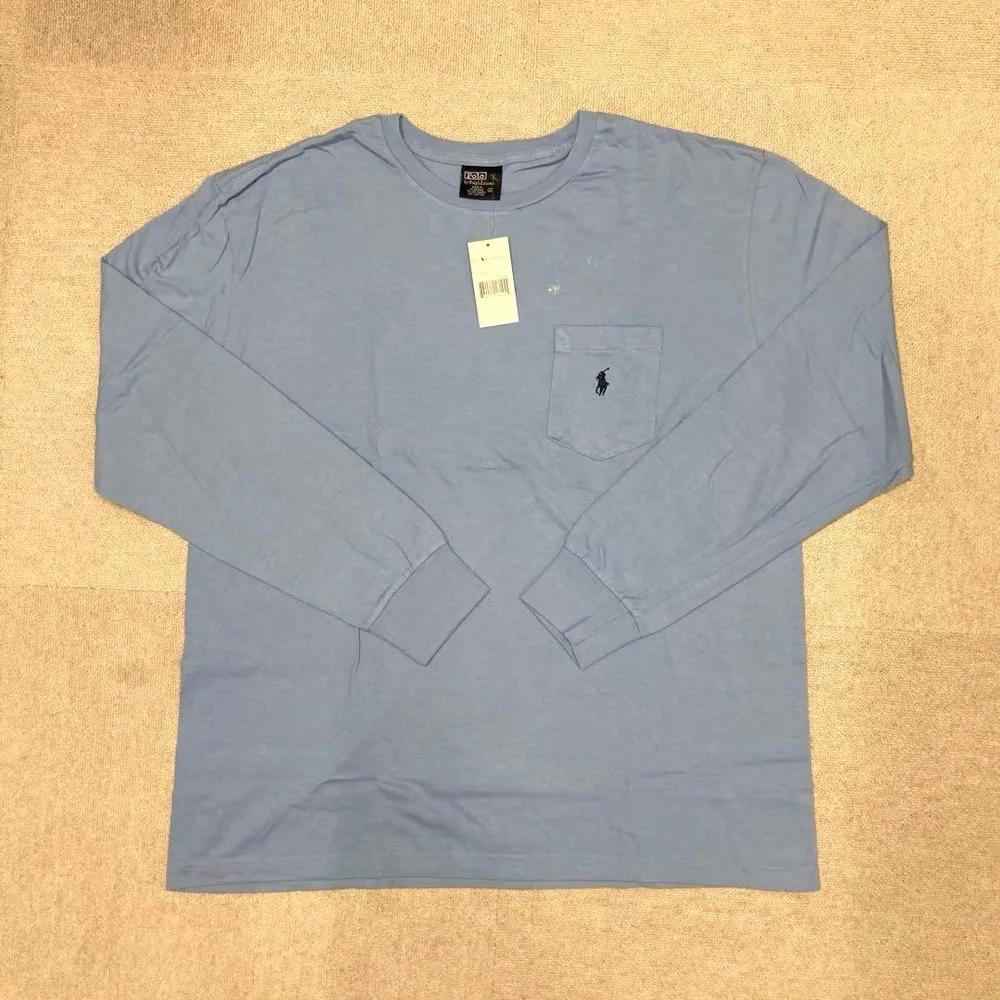 新品 訳あり ポロ ラルフローレン 長袖カットソー 胸ポケット ブルー XL